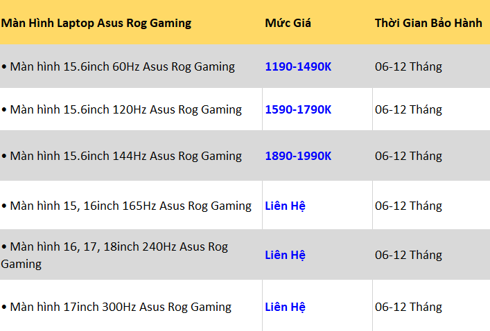 THAY MÀN HÌNH LAPTOP ASUS ROG STRIX TPHCM